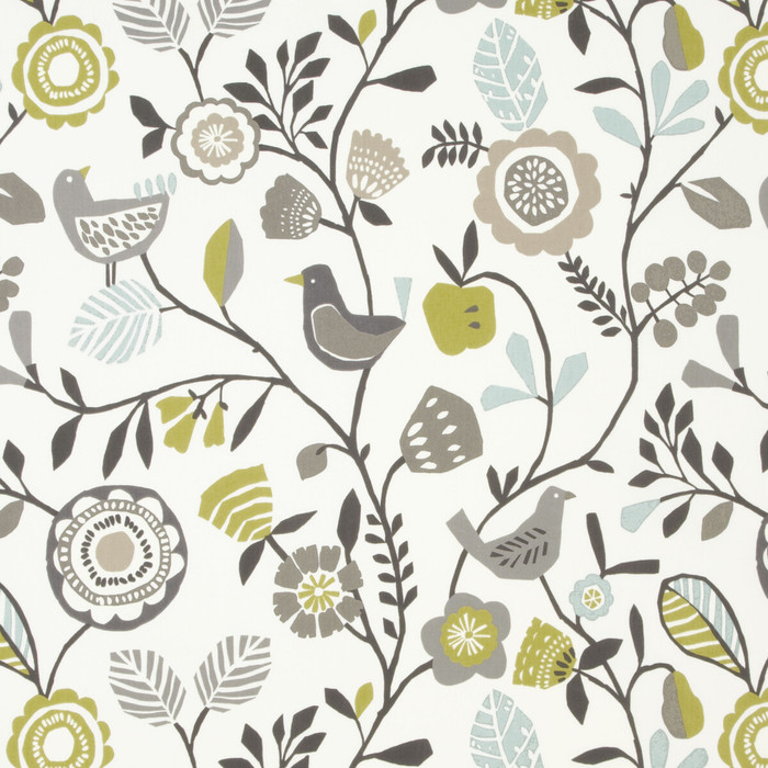 Folki in Chartreuse/charcoal, Multipurpose Fabric by Clarke & Clarke