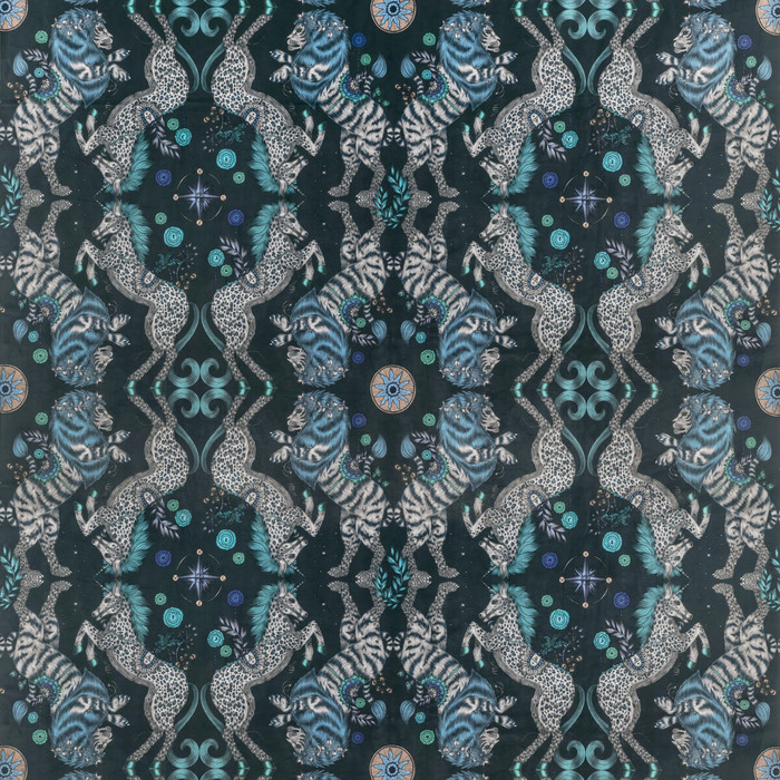 Caspian Velvet in Navy, Multipurpose Fabric by Clarke & Clarke