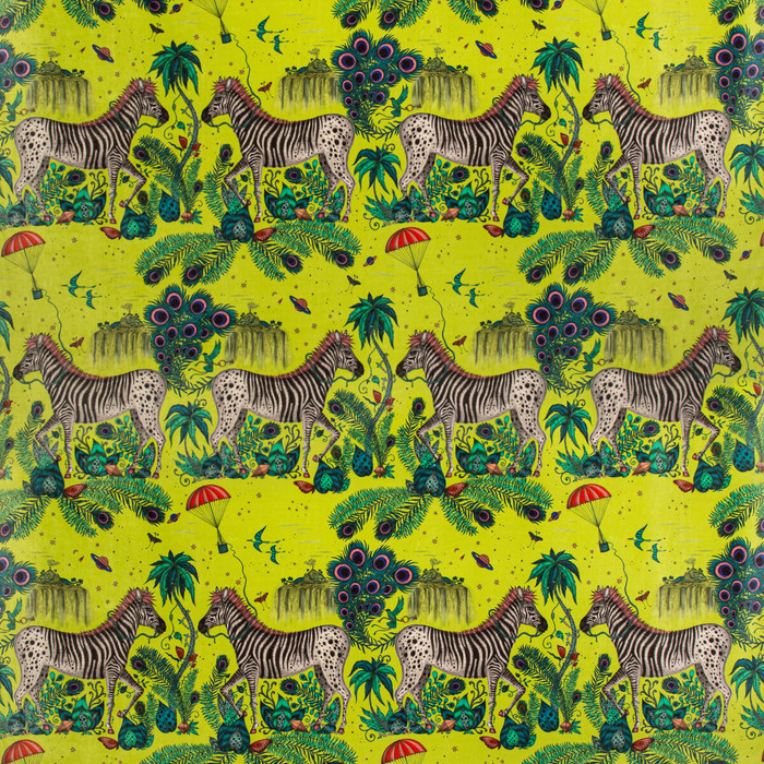 Lost World Velvet in Lime, Multipurpose Fabric by Clarke & Clarke