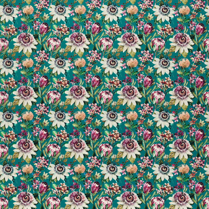 Paradise in Teal Velvet, Multipurpose Fabric by Clarke & Clarke