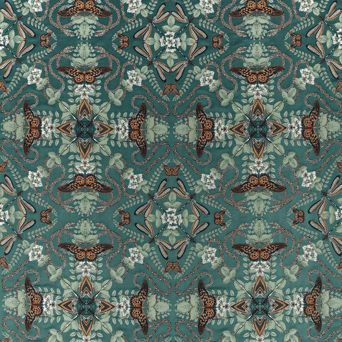 Emerald Forest in Teal Jacquard, Drapery Fabric by Clarke & Clarke