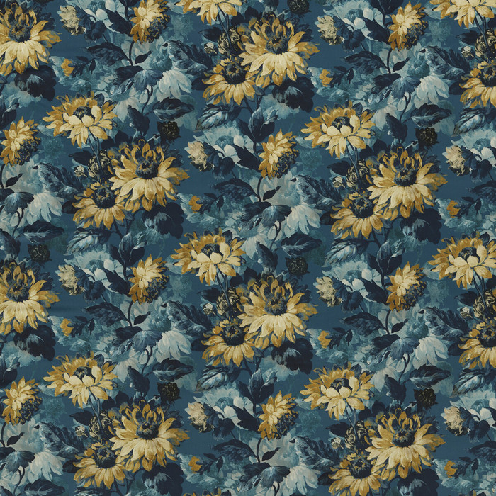 Sunforest in Denim Velvet, Upholstery Fabric by Clarke & Clarke