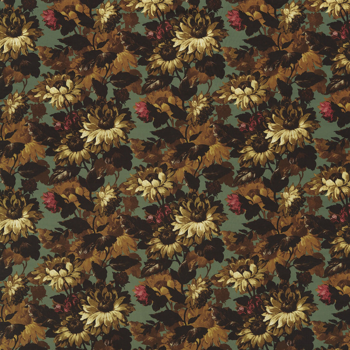 Sunforest in Russet Velvet, Upholstery Fabric by Clarke & Clarke