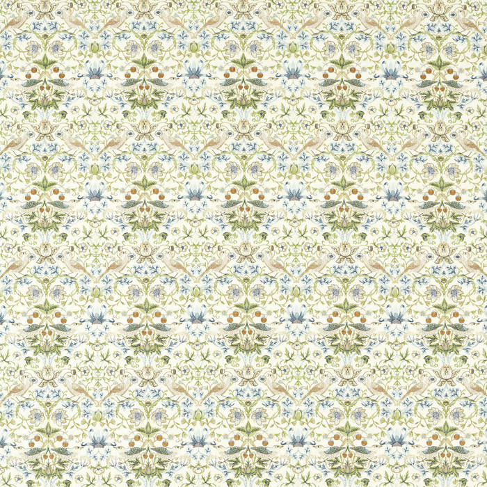 Strawberry Thief Embroidery in Apple/blue, Drapery Fabric by Clarke & Clarke