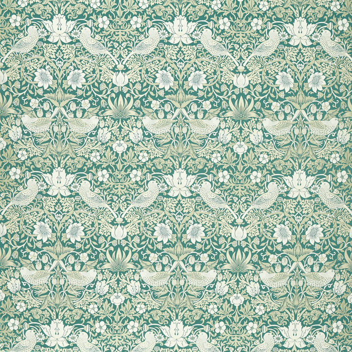 Strawberry Thief Jacquard in Teal, Drapery Fabric by Clarke & Clarke