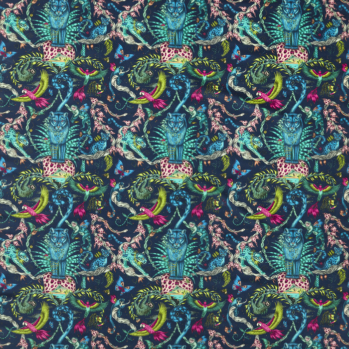 Bosque Dreams Velvet in Navy, Upholstery Fabric by Clarke & Clarke