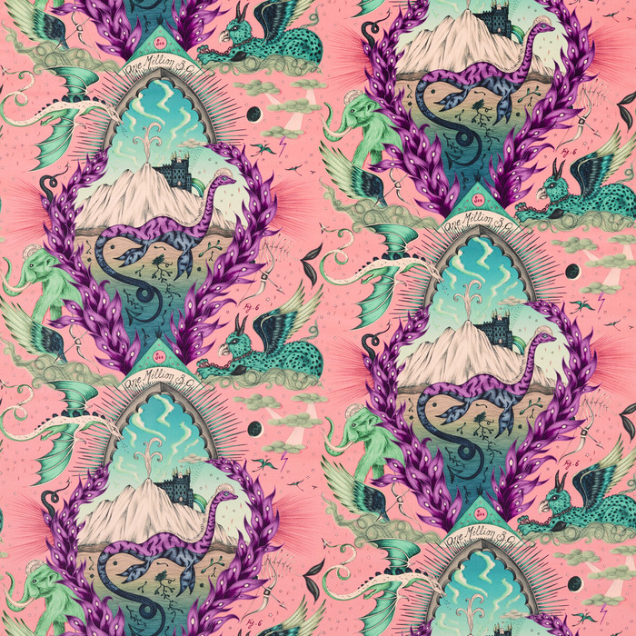 Highlandia Velvet in Pink, Upholstery Fabric by Clarke & Clarke