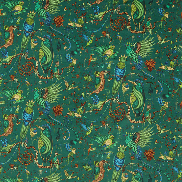 Quetzal Velvet in Teal, Upholstery Fabric by Clarke & Clarke