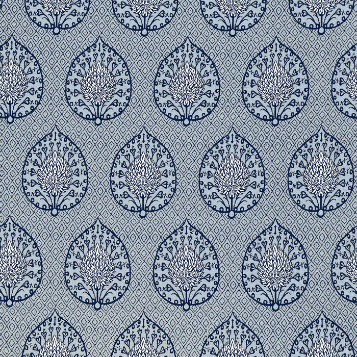 Palmeta in Fondo Azul, Upholstery Fabric by Gaston Y Daniela