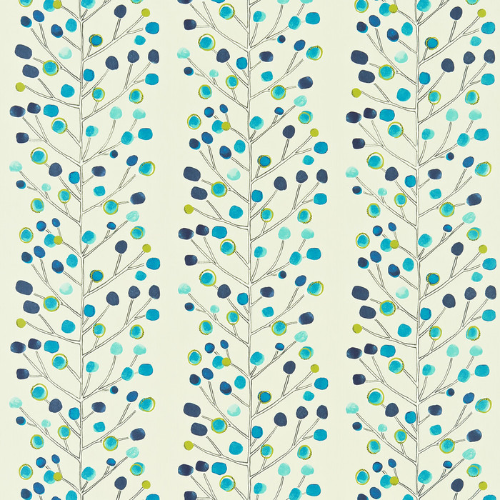 Berry Tree in Peacock/powder Blue, Drapery Fabric by Scion