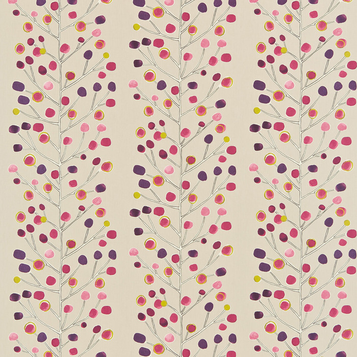 Berry Tree in Mint/plum/berry, Drapery Fabric by Scion