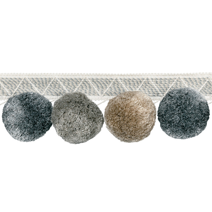 Phuket Poms in Pewter, Trim Fabric by Kravet Couture