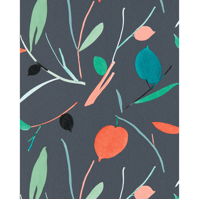 Oxalis Wp in Pimento/marine, Wallcovering by Scion