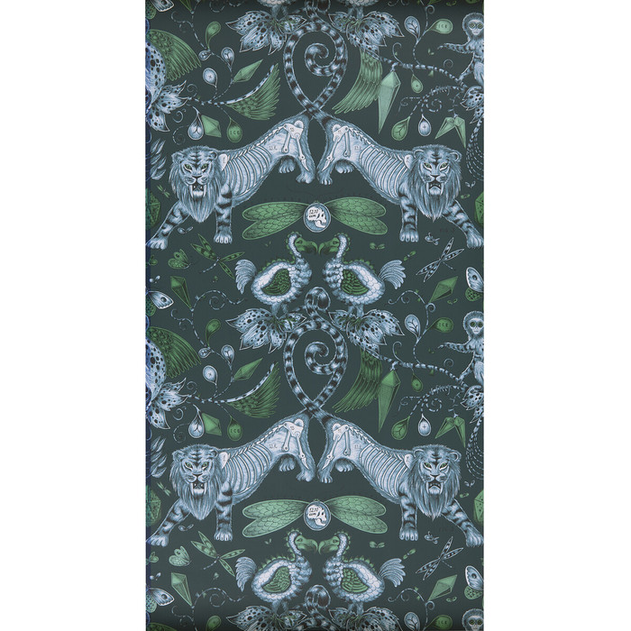 Extinct in Navy, Wallcovering by Clarke & Clarke
