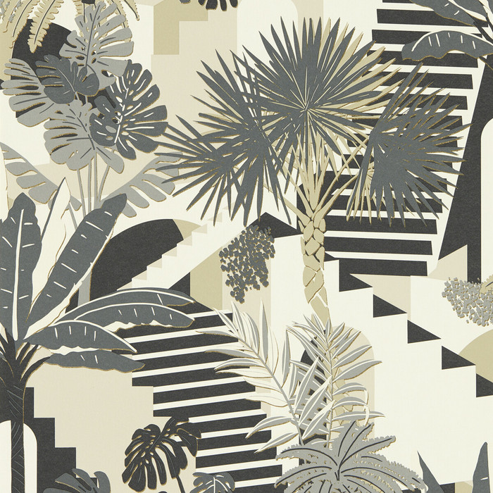 Malindi in Charcoal Wp, Wallcovering by Clarke & Clarke