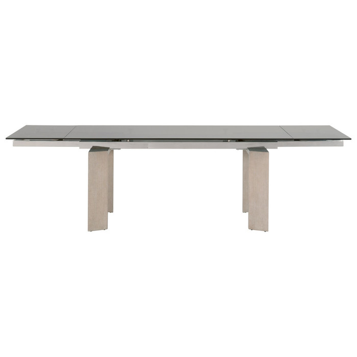 Essentials For Living - Jett Extension Dining Table in Natural Gray Ash, Chrome, Smoke Gray Glass