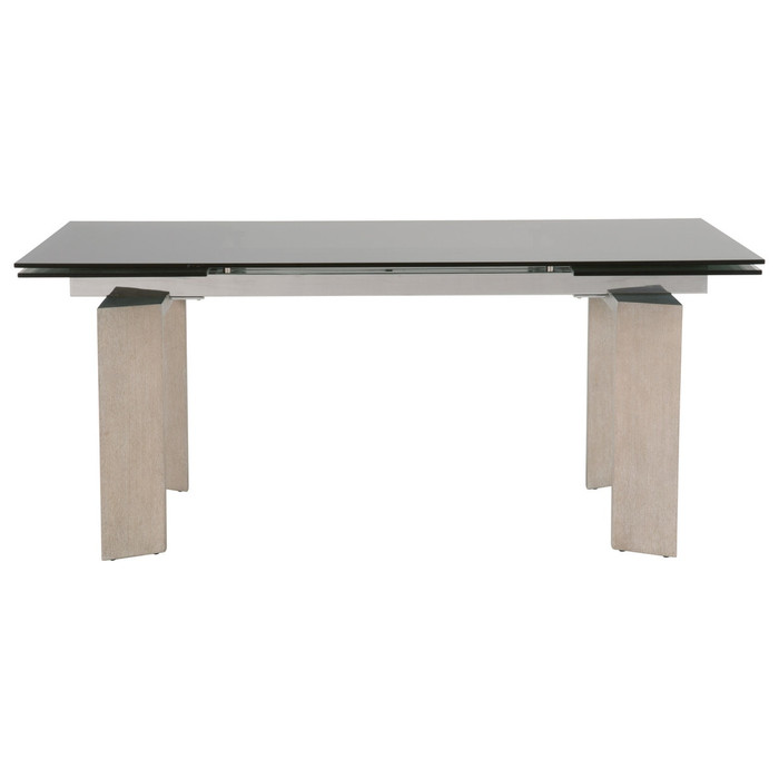 Essentials For Living - Jett Extension Dining Table in Natural Gray Ash, Chrome, Smoke Gray Glass
