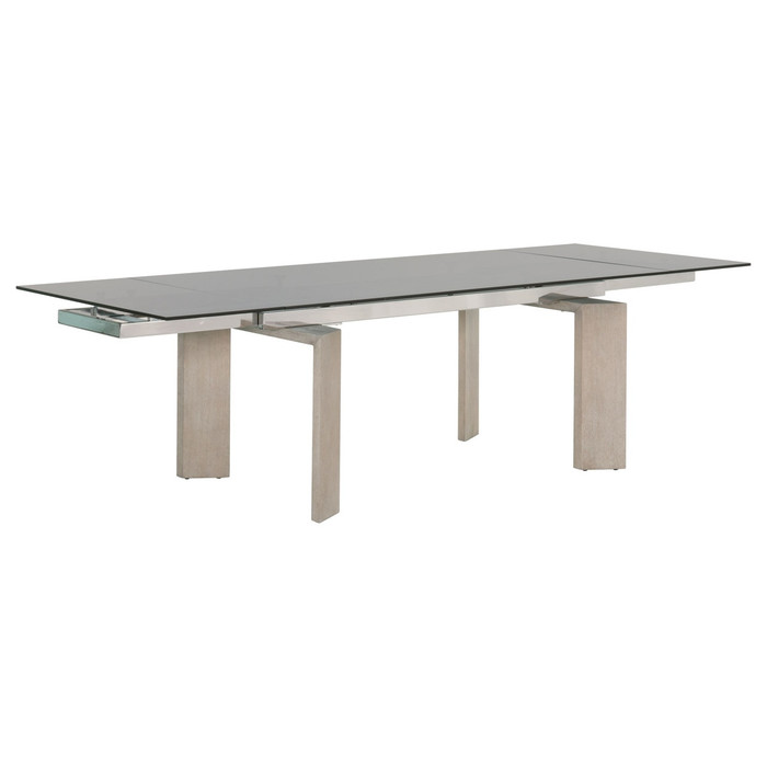 Essentials For Living - Jett Extension Dining Table in Natural Gray Ash, Chrome, Smoke Gray Glass