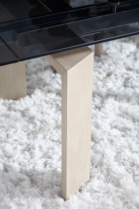 Essentials For Living - Jett Extension Dining Table in Natural Gray Ash, Chrome, Smoke Gray Glass