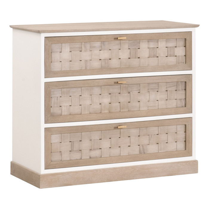 Essentials For Living - Weave Entry Cabinet in Smoke Gray Oak, White Painted Oak