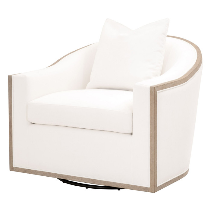 Essentials For Living - Paxton Swivel Club Chair in LiveSmart Peyton Pearl, Natural Gray Oak