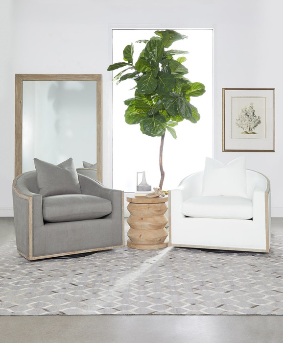 Essentials For Living - Paxton Swivel Club Chair in LiveSmart Peyton Pearl, Natural Gray Oak