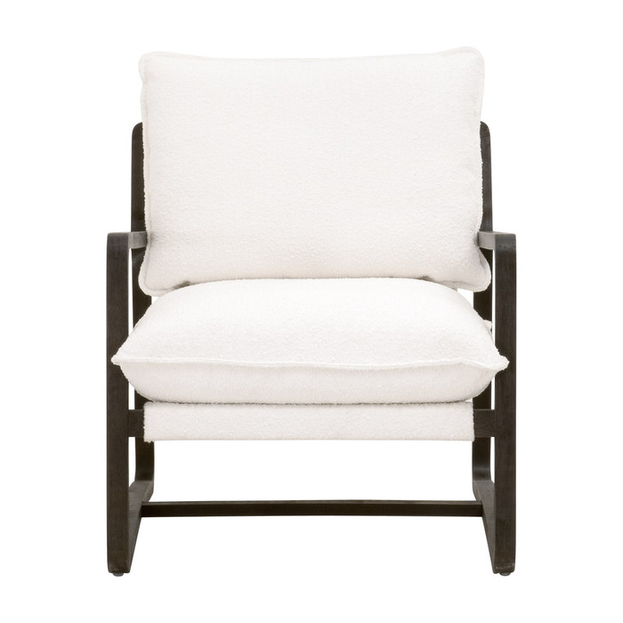 Essentials For Living - Hamlin Club Chair in LiveSmart Boucle Snow, Matte Brown Oak