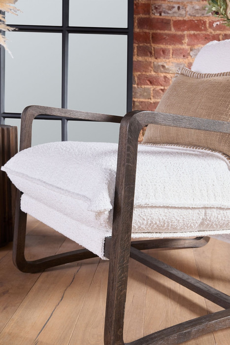 Essentials For Living - Hamlin Club Chair in LiveSmart Boucle Snow, Matte Brown Oak