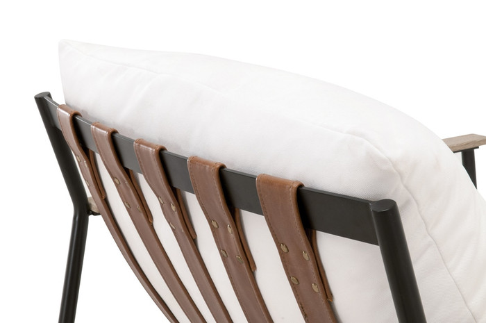 Essentials For Living - Brando Club Chair in LiveSmart Peyton Pearl, Chestnut Top Grain Leather