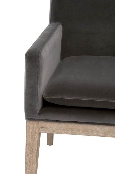 Essentials For Living - Drake Arm Chair in Dark Dove Velvet, Natural Gray Oak