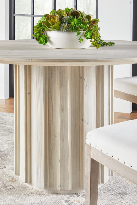 Essentials For Living - Roma 54" Round Dining Table in White Wash Pine