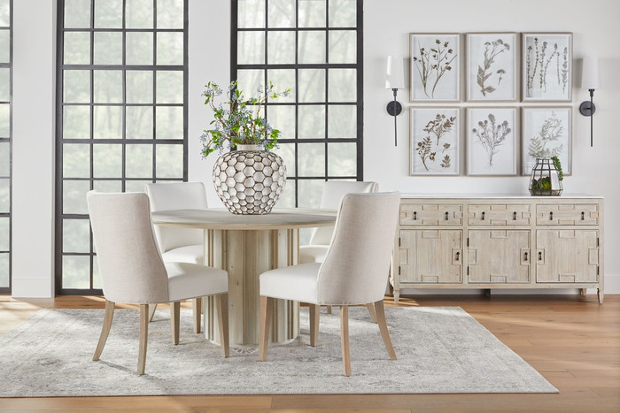 Essentials For Living - Roma 54" Round Dining Table in White Wash Pine