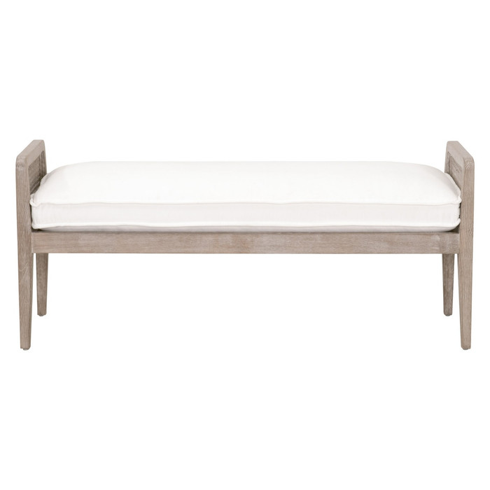  Essentials For Living - Leone Bench in LiveSmart Peyton Pearl, Natural Gray Oak, Cane