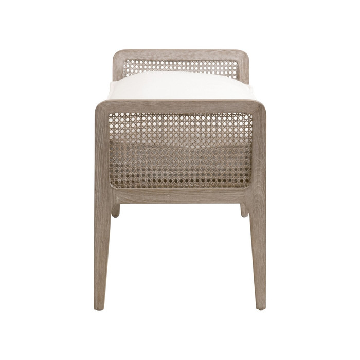  Essentials For Living - Leone Bench in LiveSmart Peyton Pearl, Natural Gray Oak, Cane