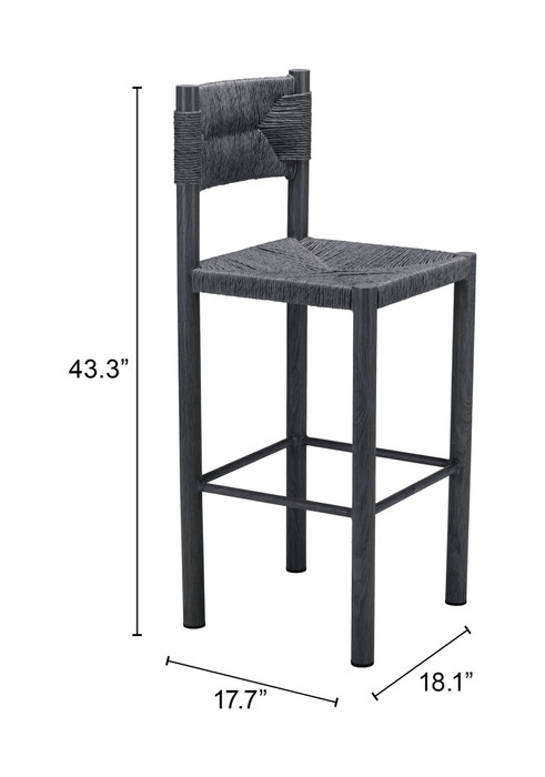 Zuo Modern Iska Barstool (Set of 2) Black
