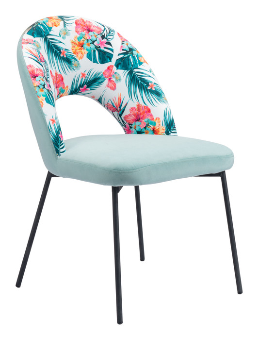 Zuo Modern Bethpage Dining Chair (Set of 2) Multicolor Print & Green