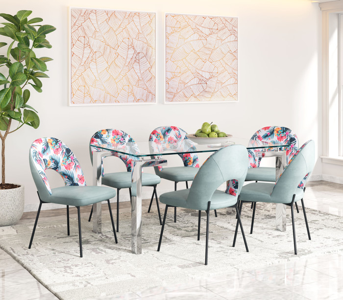 Zuo Modern Bethpage Dining Chair (Set of 2) Multicolor Print & Green