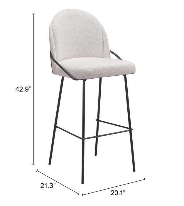 Zuo Modern Jambi Barstool (Set of 2) Ivory