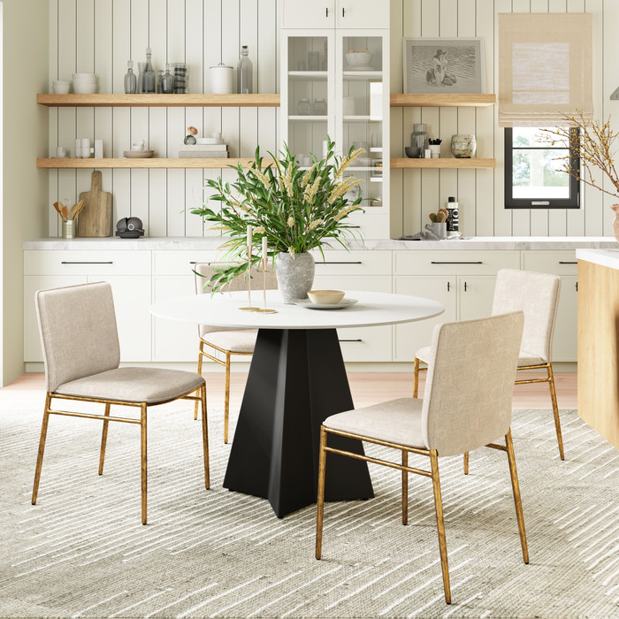 Zuo Modern Nordvest Dining Chair Beige & Gold