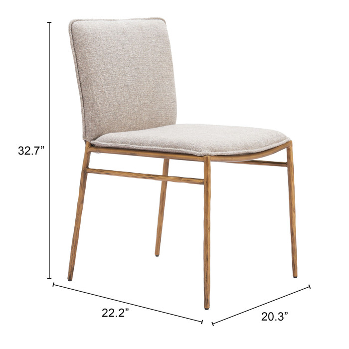 Zuo Modern Nordvest Dining Chair Beige & Gold