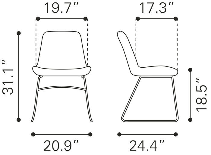 Zuo Modern Tammy Dining Chair (Set of 2) Green