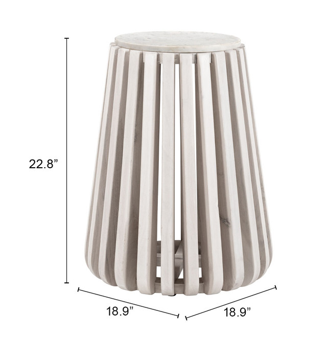 Zuo Modern Cyprus Side Table White & Whitewashed