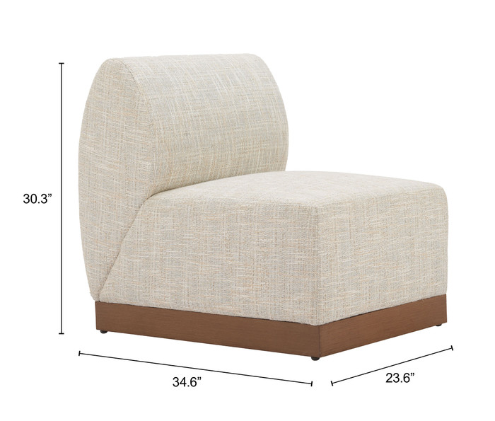Zuo Modern Christy Armless Chair Beige