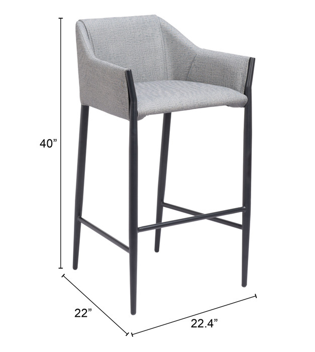 Zuo Modern Andover Barstool Slate Gray