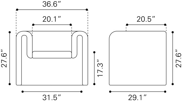 Zuo Modern Viana Accent Chair Aquamarine