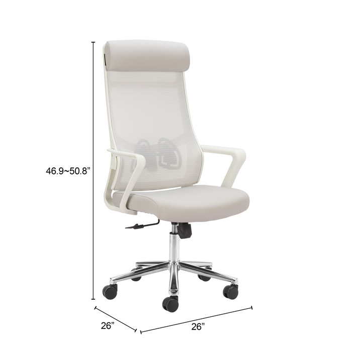 Zuo Modern Jett High Back Office Chair Light Gray