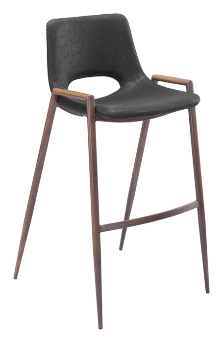 Zuo Modern Desi Barstool (Set of 2) Black & Walnut