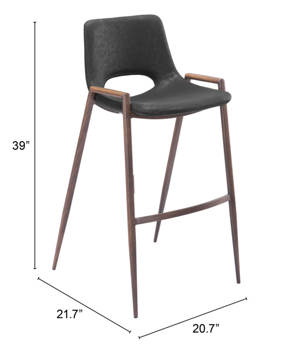 Zuo Modern Desi Barstool (Set of 2) Black & Walnut