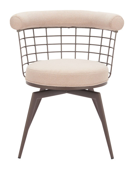Zuo Modern Saku Swivel Dining Chair Beige & Brown