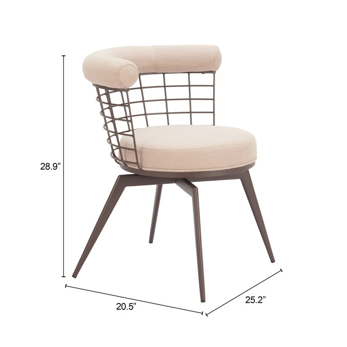 Zuo Modern Saku Swivel Dining Chair Beige & Brown